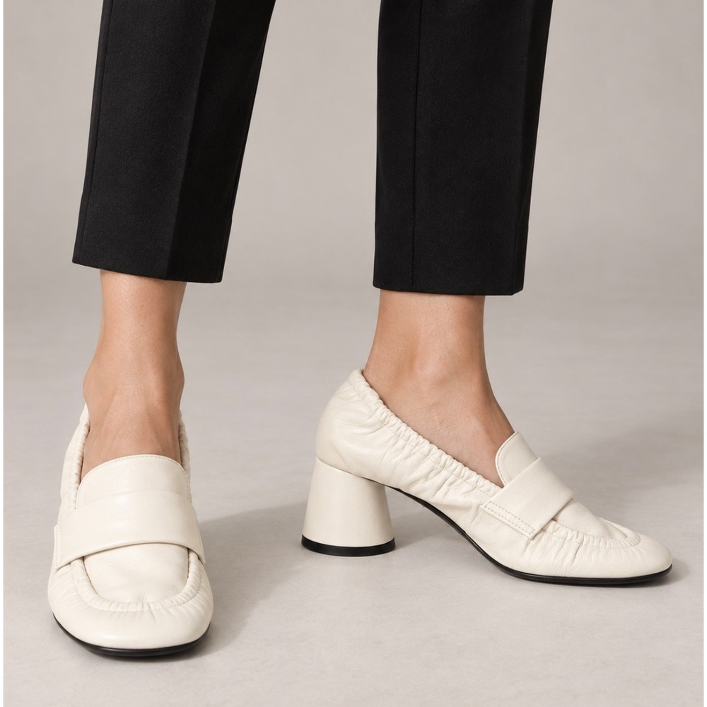 Proenza Schouler Glove Leather Heeled Loafers Cream Size 39